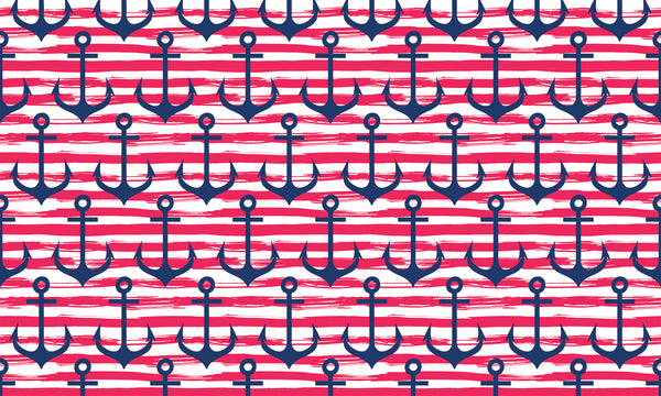 Anchors and Stripes Red Navy