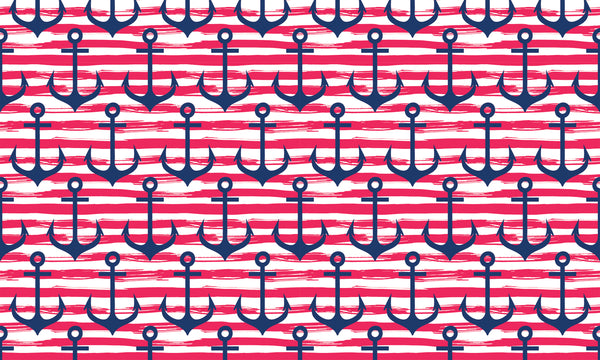 Anchors and Stripes Red Navy