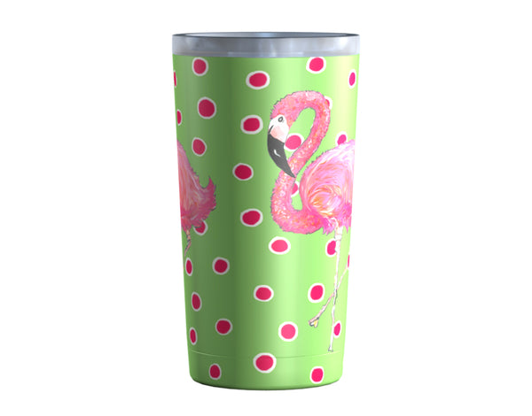 Flamingos on Dots Green