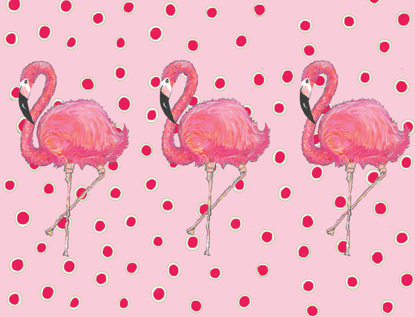 Flamingos on Dots Pink